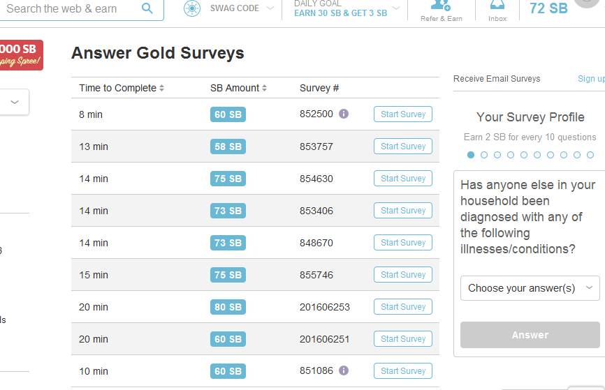 Swagbucks Surveys