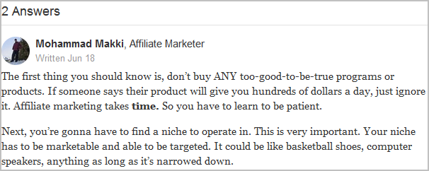 affiliate marketing answer on quora