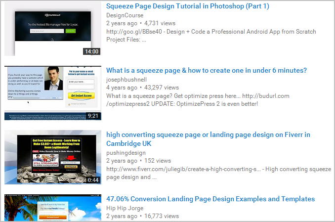 squeeze page creation youtube