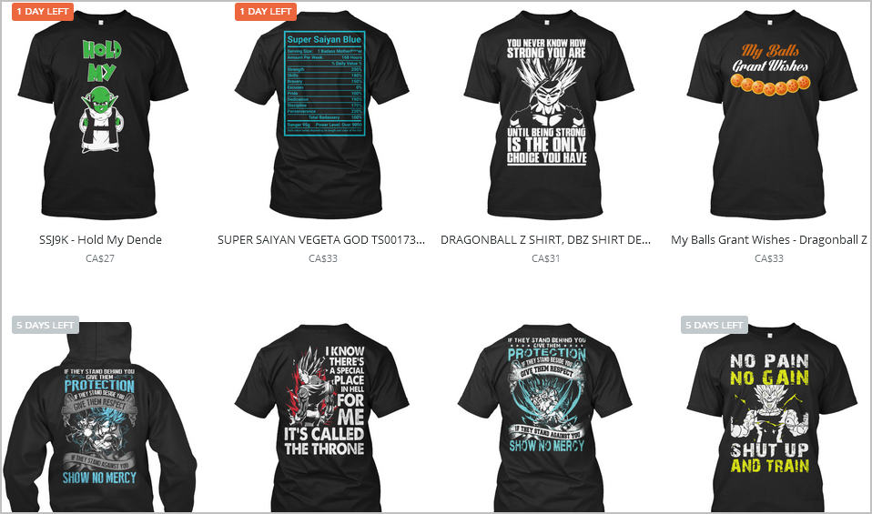 teespring dragon ball z